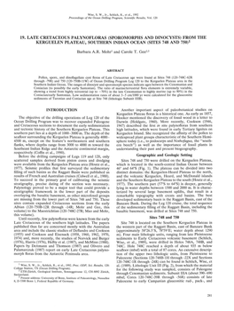 Late Cretaceous Palynofloras (Sporomorphs and Dinocysts) from the Kerguelen Plateau, Southern Indian Ocean (Sites 748 and 750)1