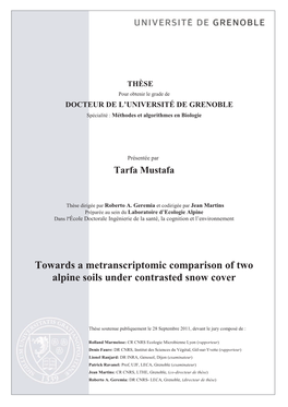 Towards a Metranscriptomic Comparison of Two Alpine Soils Under Contrasted Snow Cover