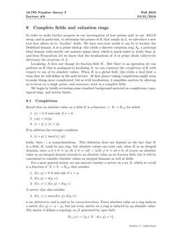 8 Complete Fields and Valuation Rings