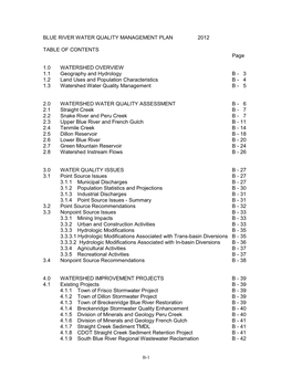 Blue River Water Quality Management Plan 2012