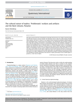 Problematic' Ecofacts and Artifacts and the Baru Volcano, Panama