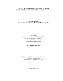 A Study of Proposed Intermediates in the Deoxofluorination of Carbonyl Groups by Sf4