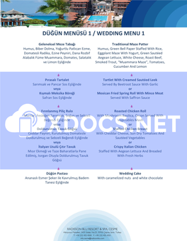 Düğün Menüsü 1 / Weddıng Menu 1