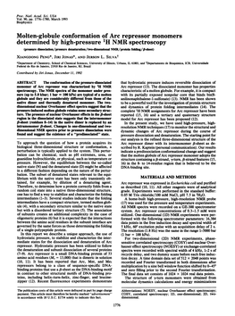 Molten-Globule Conformation of Arc Repressor Monomers Determined By