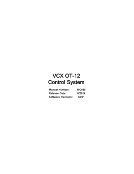 VCX OT-12 Control System