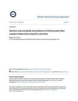 Genomic Size and Ploidy Level Patterns of Intermountain West Lepidium Determined Using Flow Cytometry