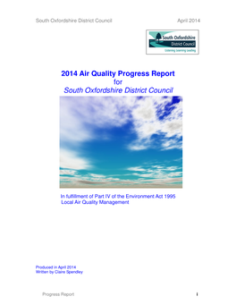 2014 Air Quality Progress Report for South Oxfordshire District Council