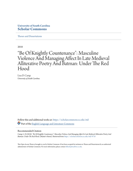 “Be of Knightly Countenance”: Masculine Violence and Managing Affect in Late Medieval Alliterative Poetry and Batman: Under the Red Hood Lisa D