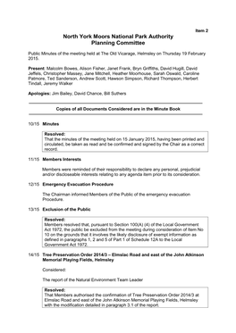 North York Moors National Park Authority Planning Committee