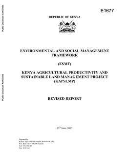 E1677 REPUBLIC of KENYA Public Disclosure Authorized