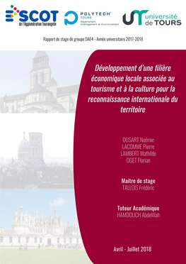 Rapport Développement D'une Filière Économique Locale Associée Au Tourisme Et À La Culture Pour La