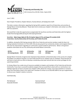 Spring 2021 Community and Academic Report