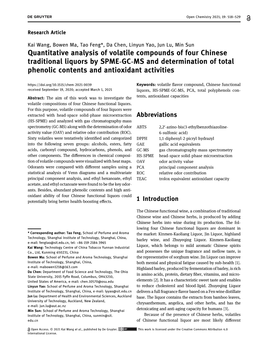 Quantitative Analysis of Volatile Compounds of Four Chinese