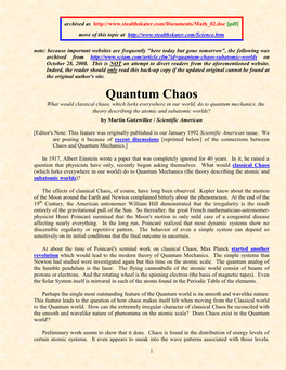 Quantum Chaos