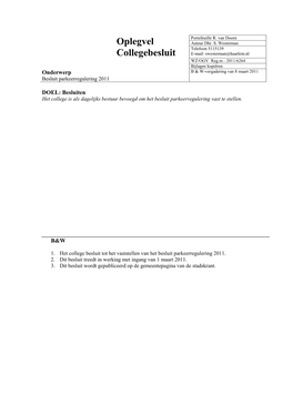 Besluit Parkeerregulering 2011 Document