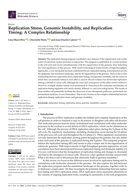 Replication Stress, Genomic Instability, and Replication Timing: a Complex Relationship