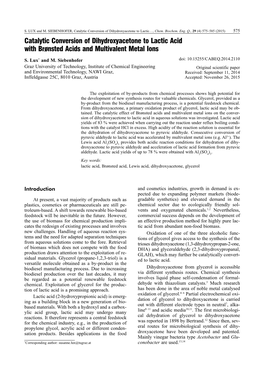 Catalytic Conversion of Dihydroxyacetone to Lactic Acid with Brønsted Acids and Multivalent Metal Ions