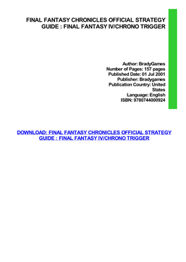 {PDF} Final Fantasy Chronicles Official Strategy Guide