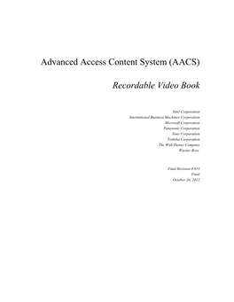 Advanced Access Content System (AACS) Recordable Video Book