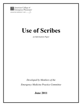 Use of Scribes in the Emergency Department