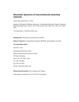 Stochastic Dynamics of Macromolecular-Assembly Networks