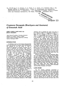 Crustacea Decapoda (Brachyura and Anornura) of Enewetak Atoll