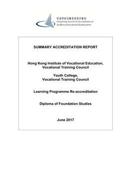 SUMMARY ACCREDITATION REPORT Hong Kong Institute Of