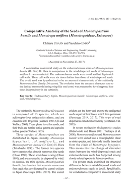 Comparative Anatomy of the Seeds of Monotropastrum Humile and Monotropa Uniflora (Monotropoideae, Ericaceae)