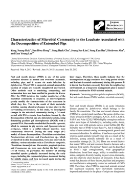 Characterization of Microbial Community in the Leachate Associated with the Decomposition of Entombed Pigs