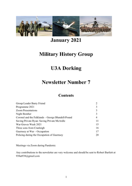 January 2021 Military History Group U3A Dorking Newsletter Number 7