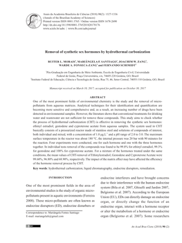 Removal of Synthetic Sex Hormones by Hydrothermal Carbonization