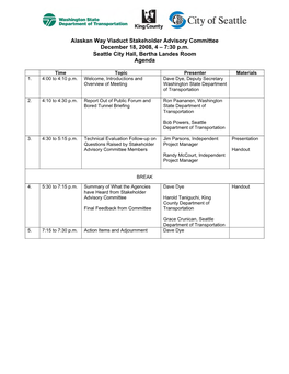 Alaskan Way Viaduct Stakeholder Advisory Committee Briefing