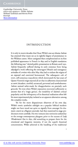 Wilde: Salome William Tydeman and Steven Price Excerpt More Information