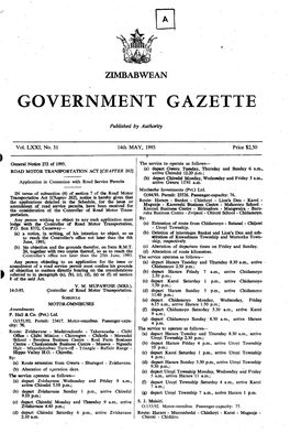 Zimbabwean Government Gazette