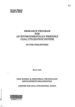 Research Program for an Environmentally-Friendly Coal Utilization System