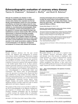 Echocardiographic Evaluation of Coronary Artery Disease Yiannis S