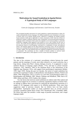 Motivations for Sound Symbolism in Spatial Deixis: a Typological Study of 101 Languages