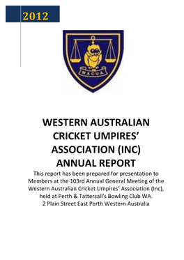 2012 Western Australian Cricket Umpires' Association