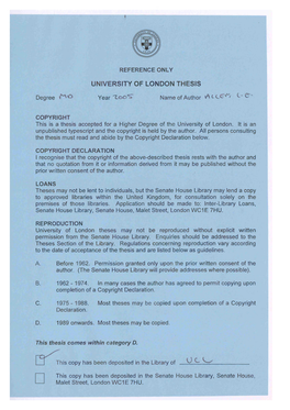 University of London Thesis