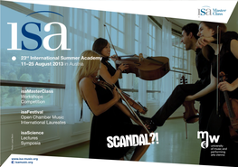 SCANDAL?! Isamusic.Org Isamasterclass Is the Musical Summer Camp of the Mdw – University of Music and Performing Arts ­Vienna