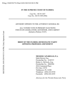 SC19-1267 Case No.: SC19-1505 (FIS)