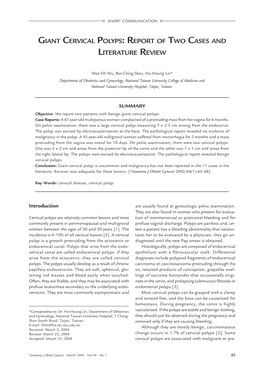 Giant Cervical Polyps: Report of Two Cases and Literature Review