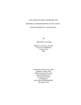 Phylogenetic Relationships and Historical Bioegeography of the Genus Akodon (Rodentia, Muridae) Using a Multi- Gene Approach