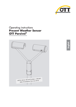 Operating Instructions Present Weather Sensor Parsivel