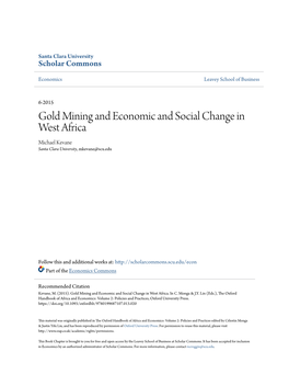 Gold Mining and Economic and Social Change in West Africa Michael Kevane Santa Clara University, Mkevane@Scu.Edu