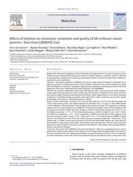 Effects of Tibolone on Climacteric Symptoms and Quality of Life in Breast Cancer