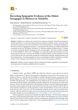 Revisiting Epigraphic Evidence of the Oldest Synagogue in Morocco In