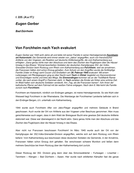 Eugen Gerber Von Forchheim Nach Yach Evakuiert