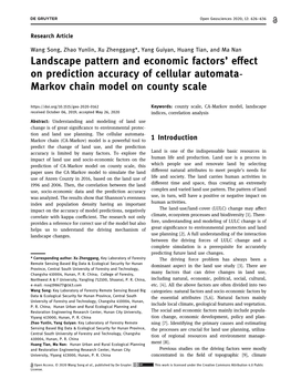 Landscape Pattern and Economic Factors' Effect on Prediction