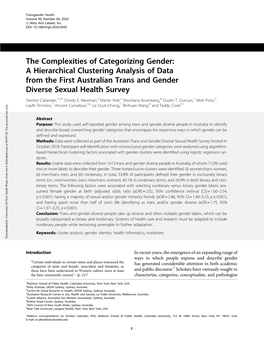 A Hierarchical Clustering Analysis of Data from the First Australian Trans and Gender Diverse Sexual Health Survey
